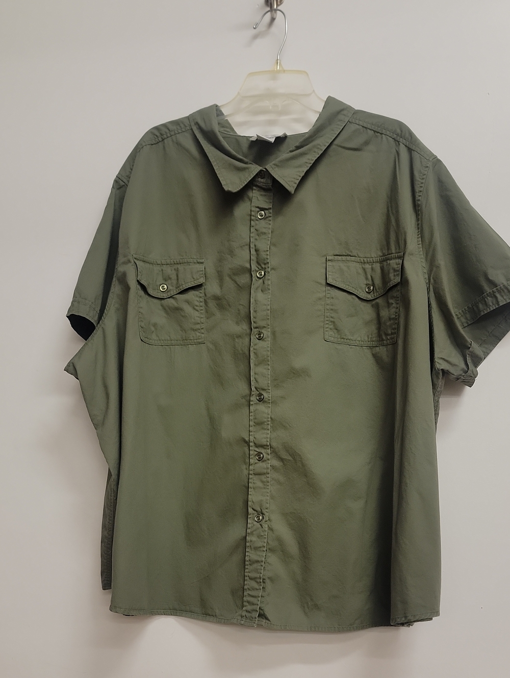 Olive Cotton Camp Button Shirt Main Street Blues 5X